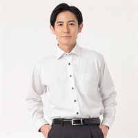marie claire homme 形態安定ニュアンスカラー長袖ドレスシャツ メンズ(クロ-39-78)