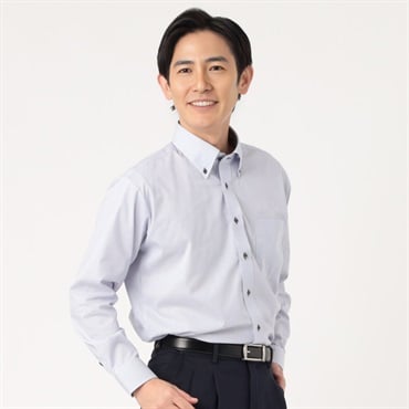 marie claire homme 形態安定ニュアンスカラー長袖ドレスシャツ メンズ(ウスアオ-39-78)