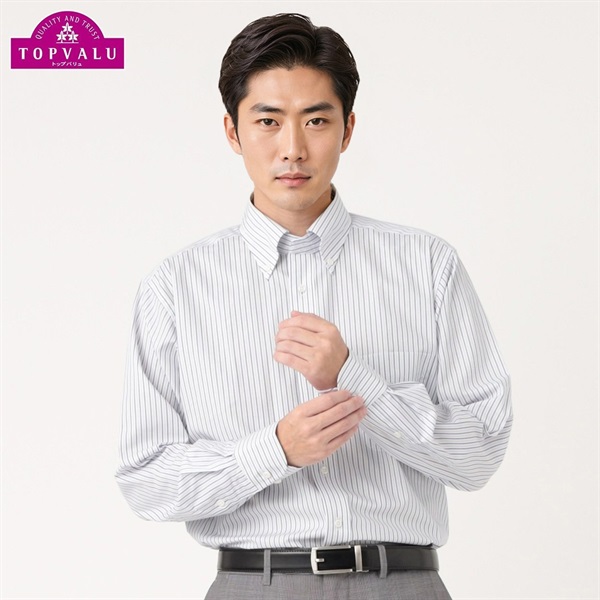 トップバリュ(TOPVALU) ドライで快適ドレスシャツ レギュラーフィット ボタンダウン衿 メンズ(コイアオ-39-88)