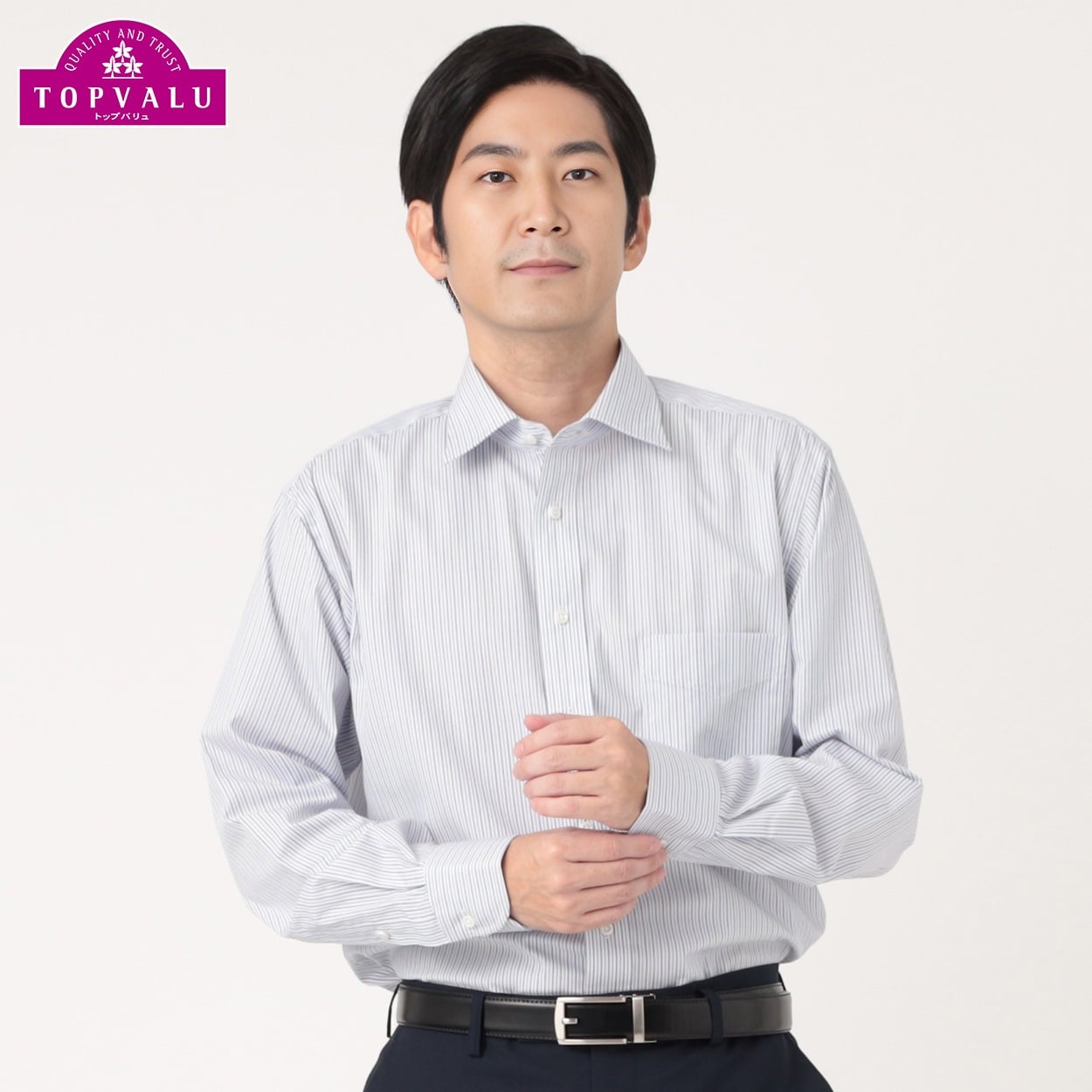トップバリュ(TOPVALU) ドライで快適ドレスシャツ レギュラーフィット セミワイド衿 メンズ(コイアオ-39-80)