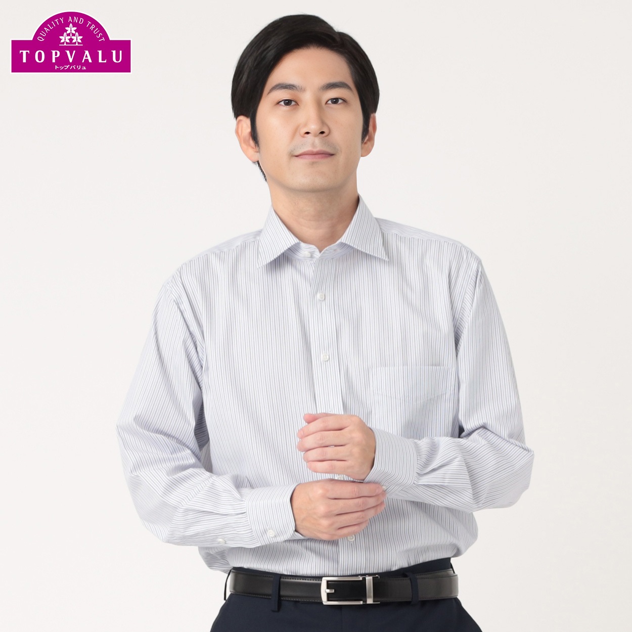 トップバリュ(TOPVALU) ドライで快適ドレスシャツ レギュラーフィット セミワイド衿 メンズ(コイアオ-39-82)