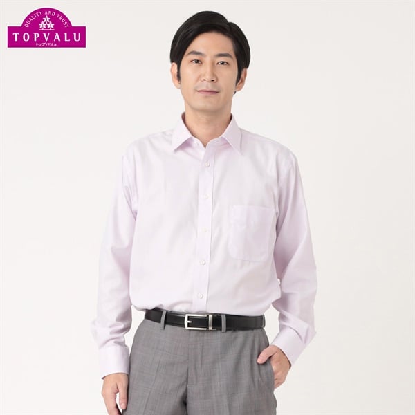 トップバリュ(TOPVALU) ドライで快適ドレスシャツ レギュラーフィット セミワイド衿 メンズ(ウスアカ-43-88)