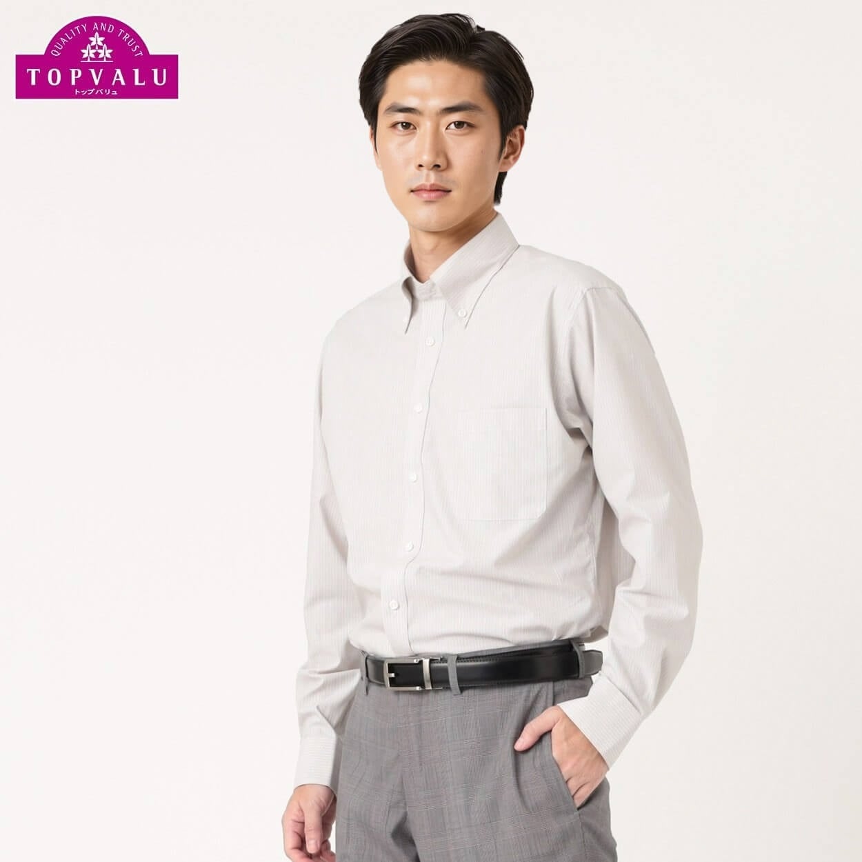 トップバリュ(TOPVALU) ドライで快適ドレスシャツ スリムシルエット