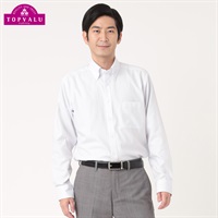 トップバリュ(TOPVALU) ドライで快適ドレスシャツ スリムフィット ボタンダウン衿 メンズ(アオ-37-82)