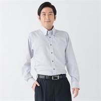 トップバリュ(TOPVALU) アクセントデザイン 長袖ドレスシャツ ボタンダウン衿 メンズ(Ａウスクロ-39-80)