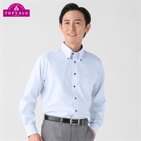 トップバリュ(TOPVALU) アクセントデザインドレスシャツ ボタンダウン衿 メンズ(ウスアオ-39-80)
