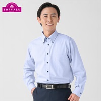 トップバリュ(TOPVALU) アクセントデザインドレスシャツ ボタンダウン衿 メンズ(Ａアオ-39-80)