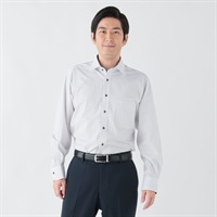 トップバリュ(TOPVALU) アクセントデザイン 長袖ドレスシャツ セミワイド衿 メンズ(チャコ－ルグレ－-39-80)