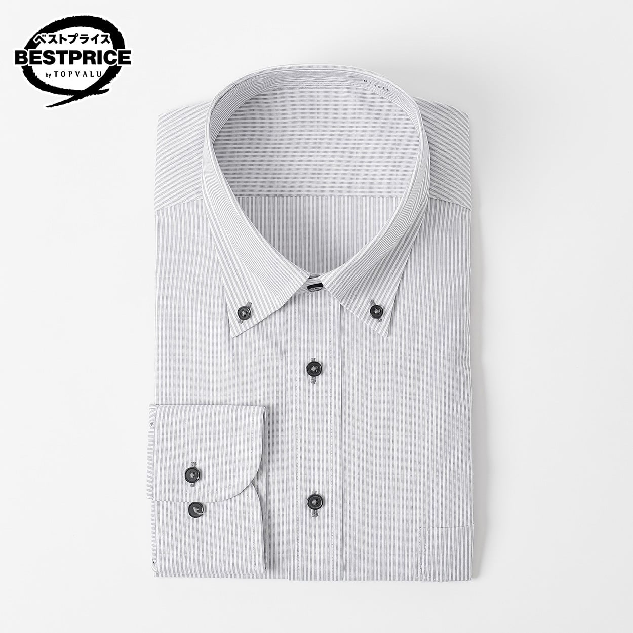  形態安定長袖ドレスシャツ ボタンダウン衿 レギュラーフィット メンズ  トップバリュベストプライス(TOPVALU BESTPRICE )(Ａウスクロ-41-84)