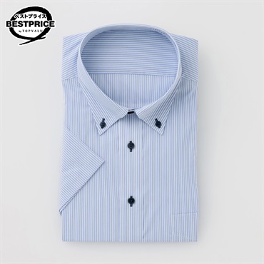 形態安定半袖ドレスシャツ ボタンダウン衿 レギュラーフィット メンズ 　トップバリュベストプライス (TOPVALU BESTPRICE ）(Ａウスアオ-45)