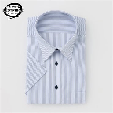 形態安定半袖ドレスシャツ レギュラー衿 レギュラーフィット メンズ  トップバリュベストプライス (TOPVALU BESTPRICE ）(ウスアオ-45)