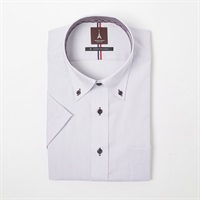 marie claire homme 通気織ベーシックスタイル半袖ドレスシャツ レギュラーフィット メンズ(ウスムラサキ-M)