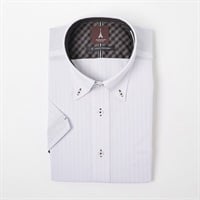 marie claire homme ニットトレンドスタイル半袖ドレスシャツ レギュラーフィット メンズ(ウスムラサキ-M)