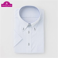 PEACE FIT COOL 通気性の良い半袖ドレスシャツ ボタンダウン衿  レギュラーフィット メンズ トップバリュ(TOPVALU)(コイアオ-45)