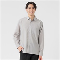 NEO FIT リネンライク長袖レギュラー衿シャツ メンズ(Ａウスクロ-M)