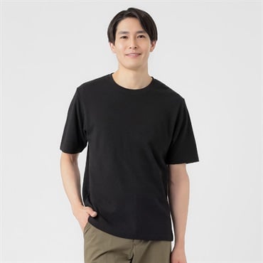 NEO FIT リンクスジャガードクルーネックTシャツ メンズ(クロ-M)