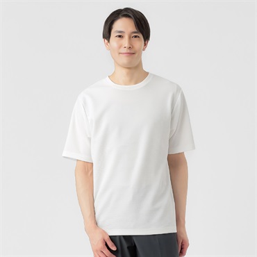 NEO FIT ボーダージャガードクルーネックTシャツ メンズ(シロ-M)