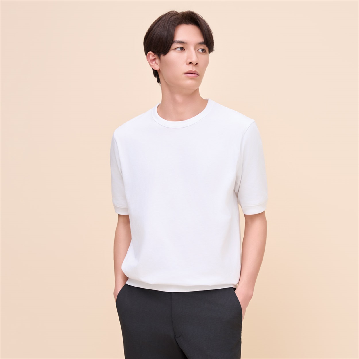 トップバリュ(TOPVALU) マジ楽 綿100% Tシャツ半袖 メンズ(シロ-S)