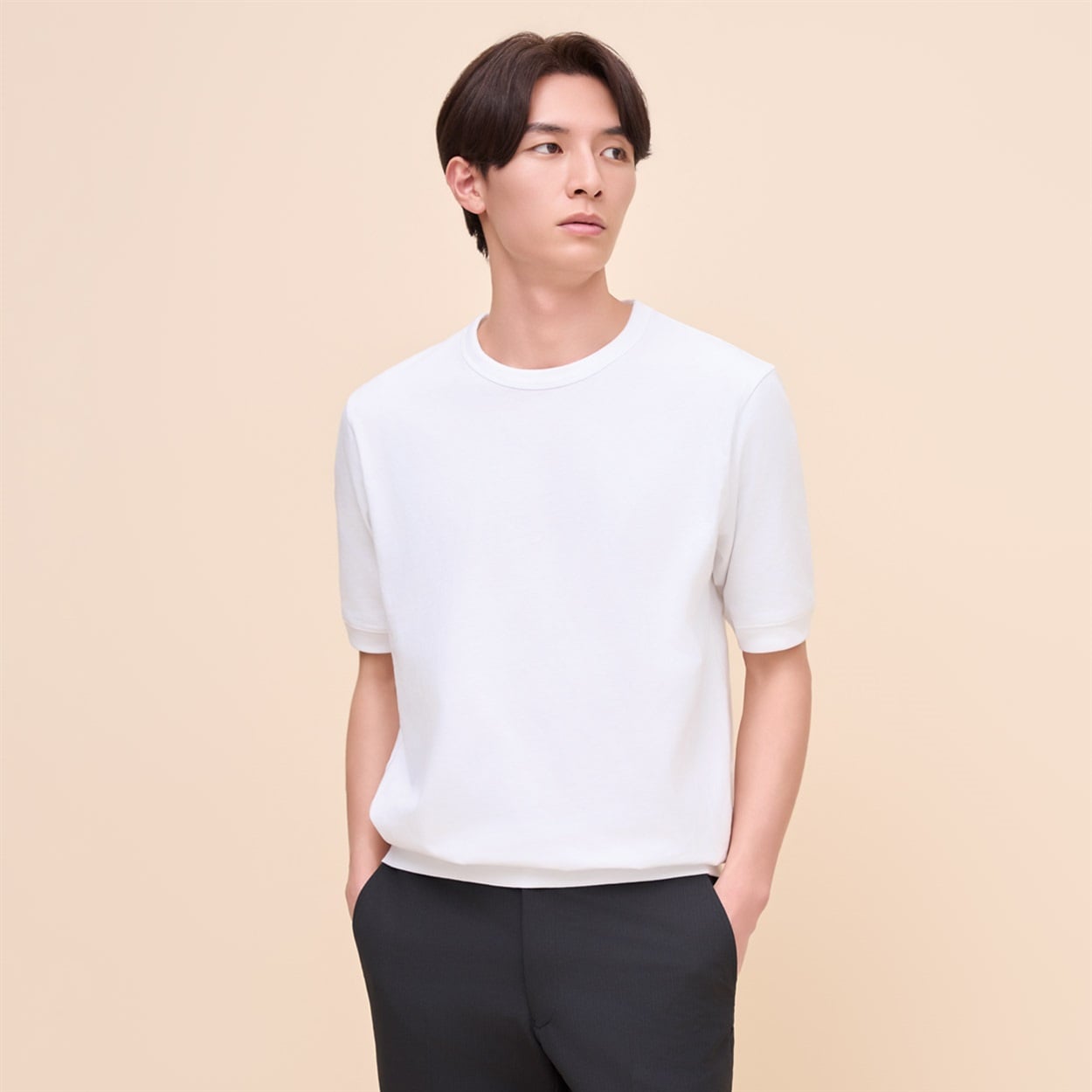 トップバリュ(TOPVALU) マジ楽 綿100% Tシャツ半袖 メンズ(シロ-L)