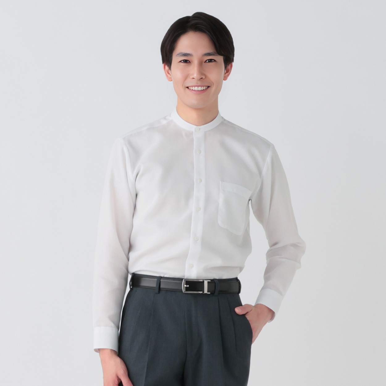 清涼快適オフィスカジュアル スリムフィット メンズ hiromichi nakano(ヒロミチナカノ)(シロ-M)
