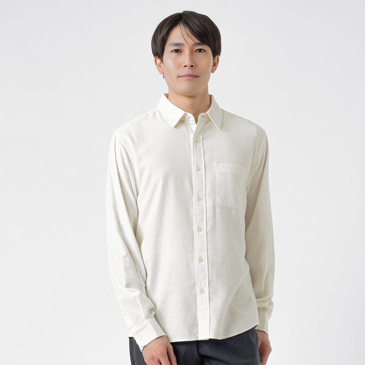 NEO FIT ビエラ起毛無地レギュラーシャツ メンズ(ウスチャ-L)