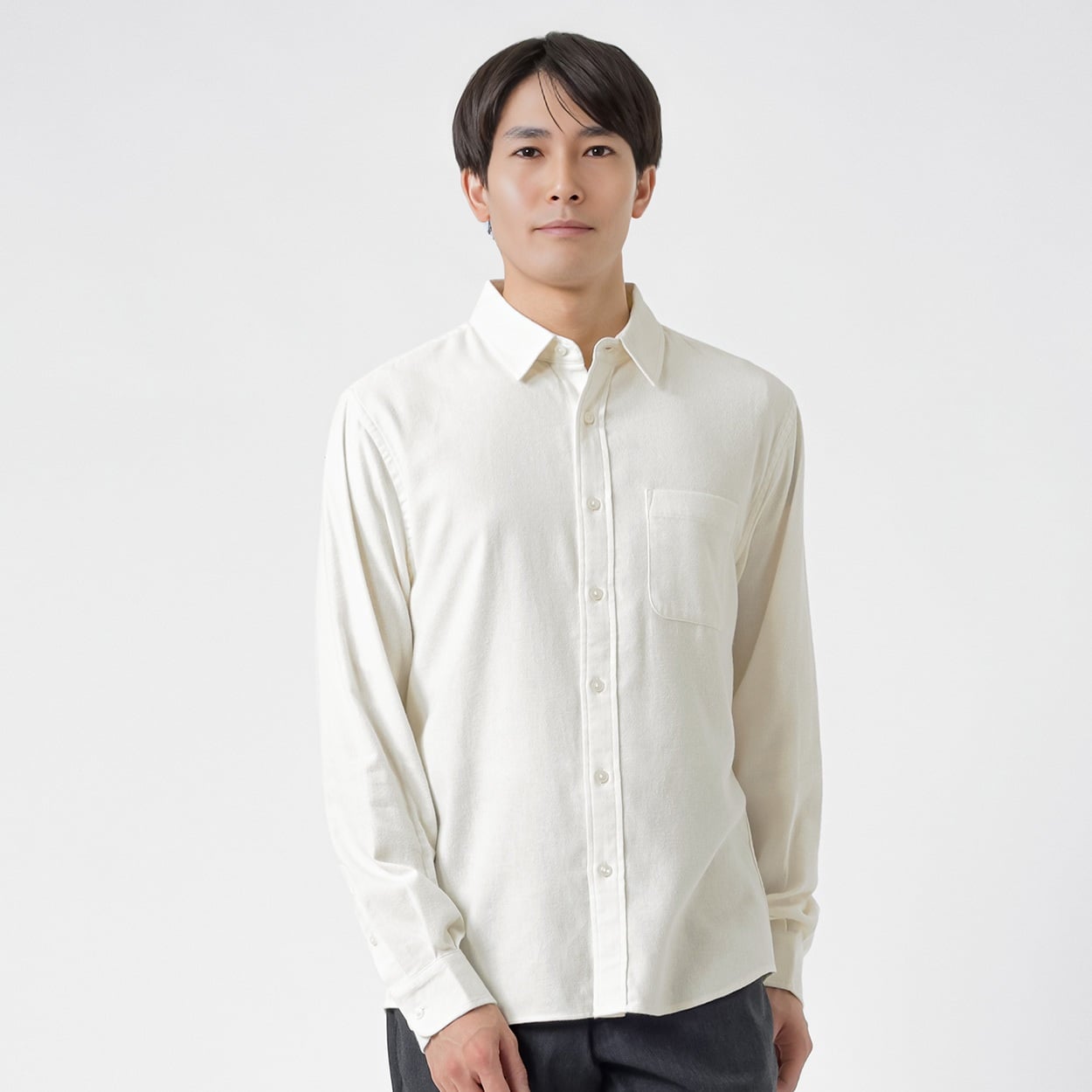 NEO FIT ビエラ起毛無地レギュラーシャツ メンズ(ウスチャ-XL)