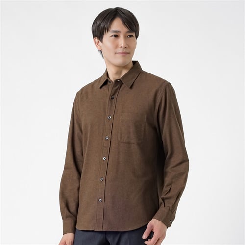 NEO FIT ビエラ起毛無地レギュラーシャツ メンズ(コイチャ-M)