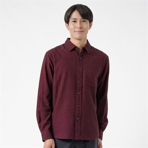 NEO FIT ビエラ起毛無地レギュラーシャツ メンズ(コイアカ-M)