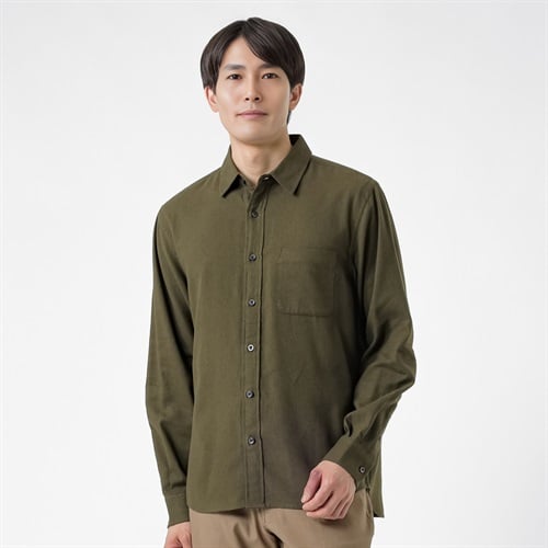 NEO FIT ビエラ起毛無地レギュラーシャツ メンズ(コイミドリ-M)