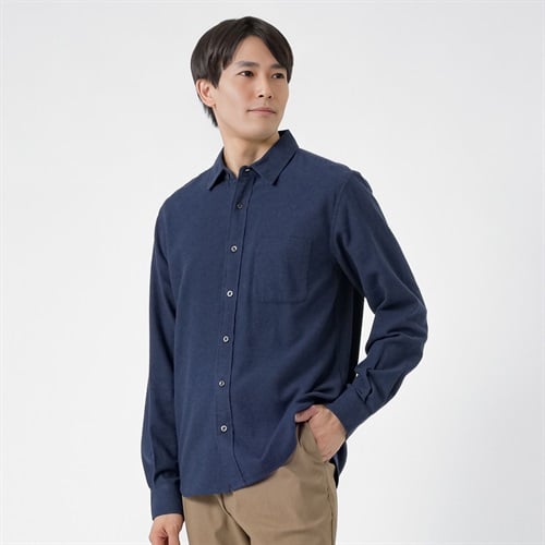 NEO FIT ビエラ起毛無地レギュラーシャツ メンズ(Ａコイアオ-M)