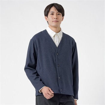NEO FIT ウール調ノーカラーカカーディガン メンズ(コイアオ-M)
