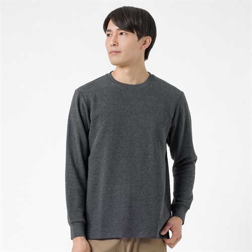 NEO FIT オーガニックコットンワッフルクルーネックロングTシャツ メンズ