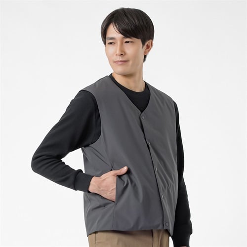 NEO FIT 裏ラミネートインナー中綿ベスト メンズ(チャコ－ルグレ－-M)