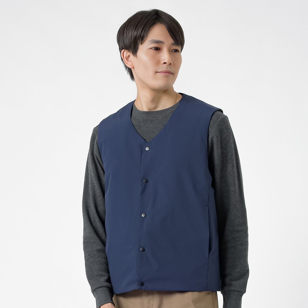 NEO FIT 裏ラミネートインナー中綿ベスト メンズ(コイアオ-M)