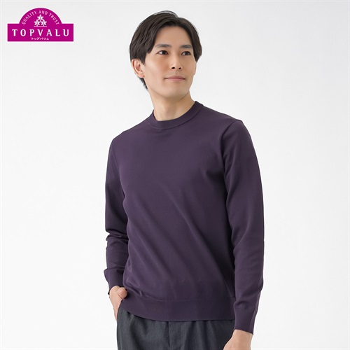 トップバリュ(TOPVALU) 洗えるニット 無地クルーネック メンズ