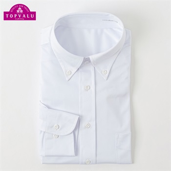 トップバリュ(TOPVALU) ドライで快適 ノンアイロンニットシャツ レギュラーフィット メンズ(シロ-39-80)