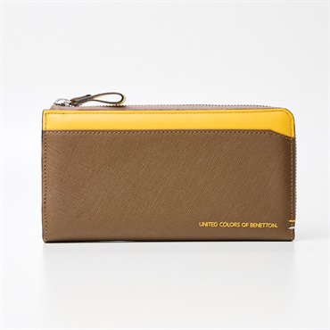BENETTONカラーコンビ L型ファスナー付き長財布  メンズ(チャ-ｺﾐ)
