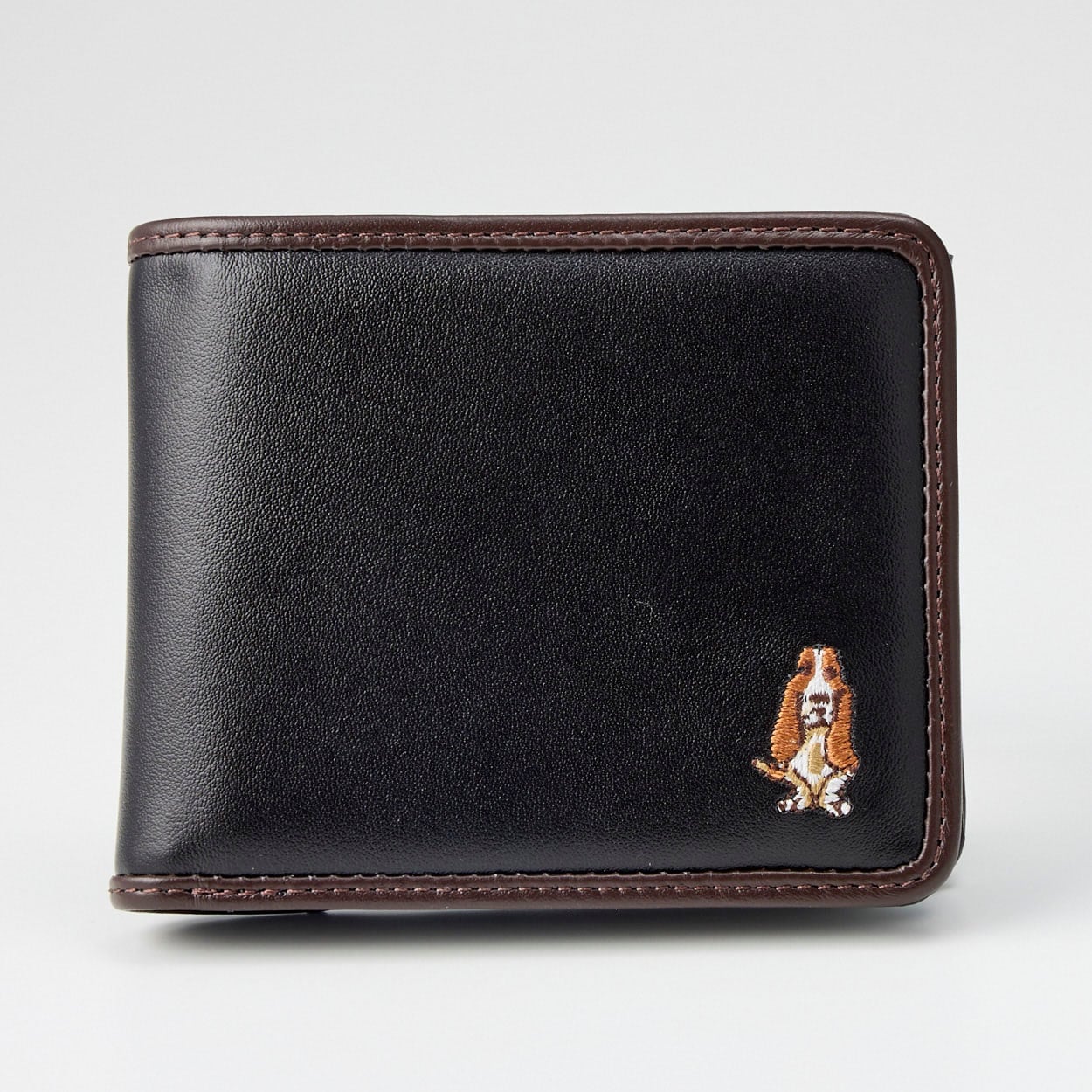 ハッシュパピー ワンポイント刺繍ベラ付き二つ折り財布 メンズ(クロ)