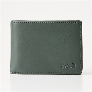 CROCODILE 本革　二つ折り財布 メンズ　 ゴートレザー 山羊革 ソフトタッチ(ミドリ-ｺﾐ)