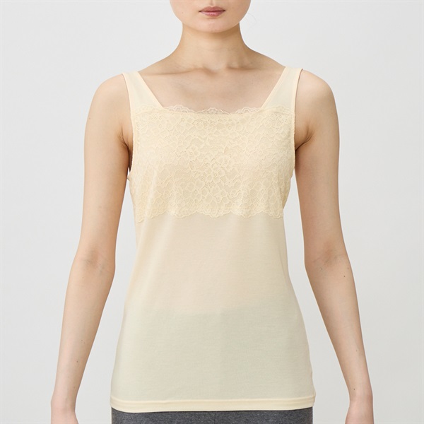 COOL 胸元レース付 タンクトップ レディス トップバリュ PEACE FIT(ピースフィット)(ウスキイロ-2XL)