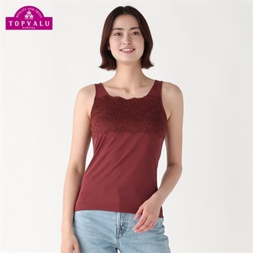 COOL 胸元レース付 タンクトップ レディス トップバリュ PEACE FIT(ピースフィット)(チャ-2XL)