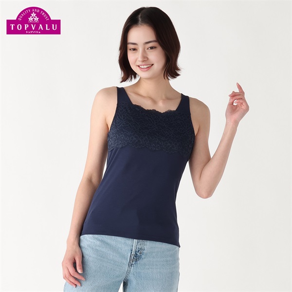 COOL 胸元レース付 タンクトップ レディス トップバリュ PEACE FIT(ピースフィット)(Ａコイアオ-2XL)