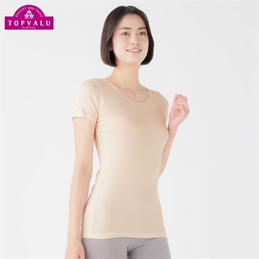 WARMコットン 3分袖 レディス トップバリュ PEACE FIT(ピースフィット)(ウスベ－ジュ-S)