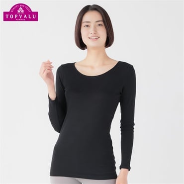 WARMコットン 8分袖 レディス トップバリュ PEACE FIT(ピースフィット)(クロ-S)