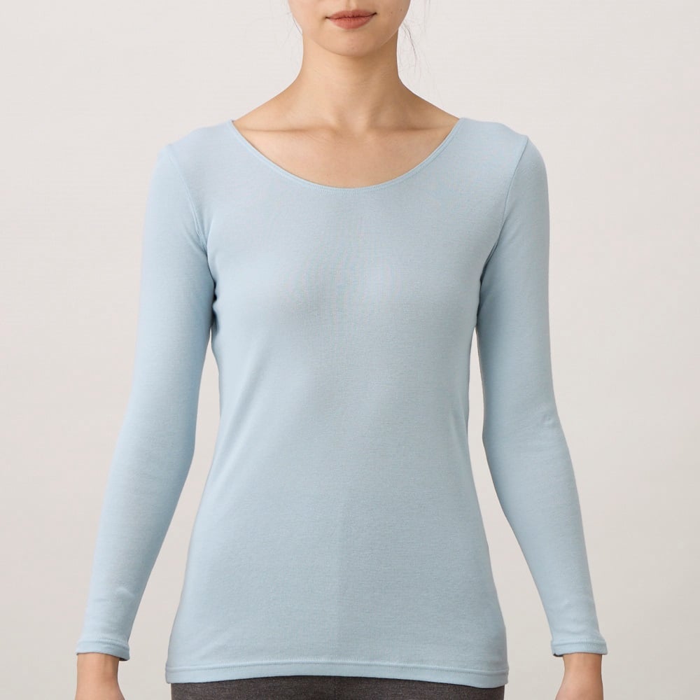WARMコットン 8分袖 レディス トップバリュ PEACE FIT(ピースフィット)(ウスアオ-XL)