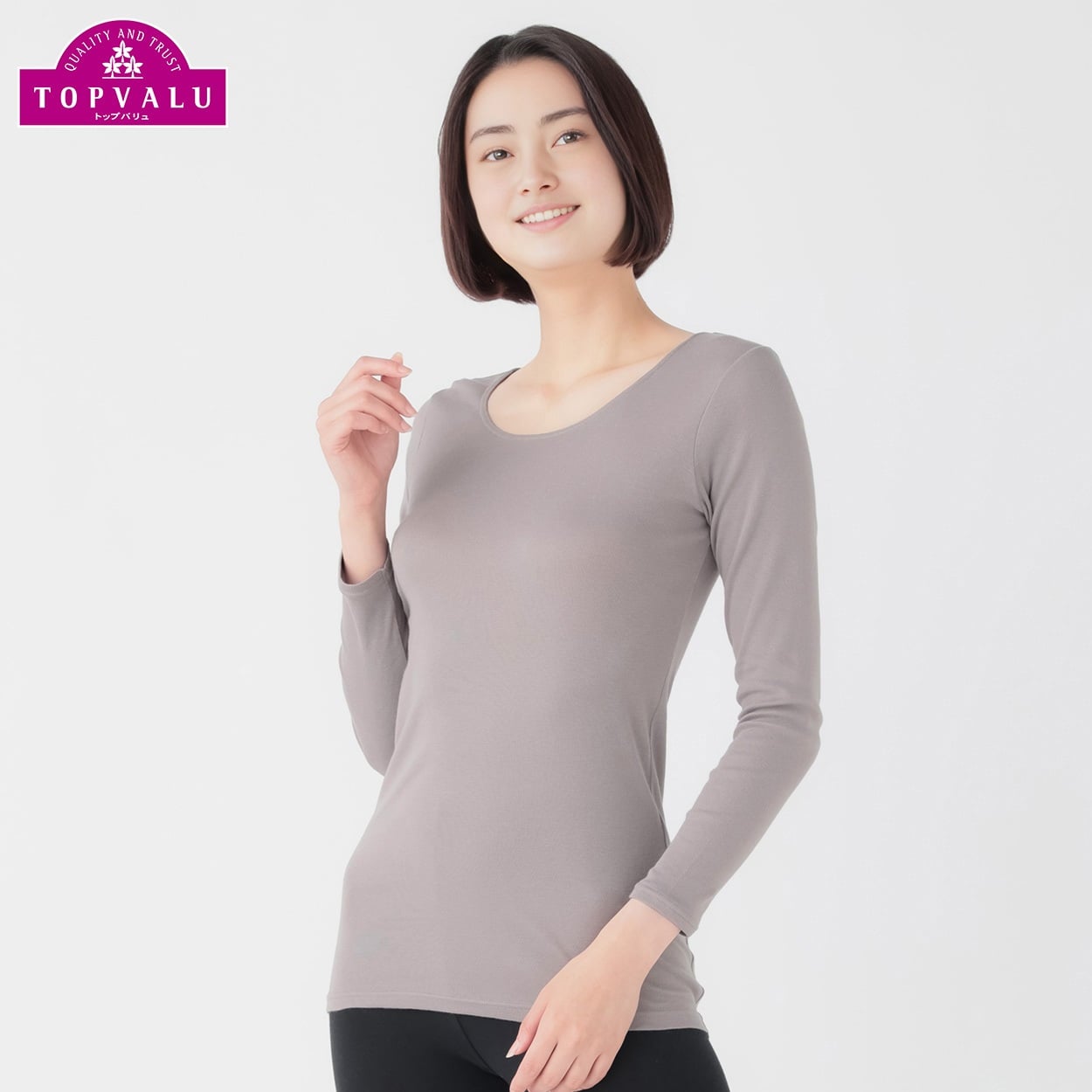WARMコットン 8分袖 レディス トップバリュ PEACE FIT(ピースフィット)(Ａアカ-M)