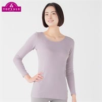 WARMコットン 8分袖 レディス トップバリュ PEACE FIT(ピースフィット)(ウスムラサキ-S)