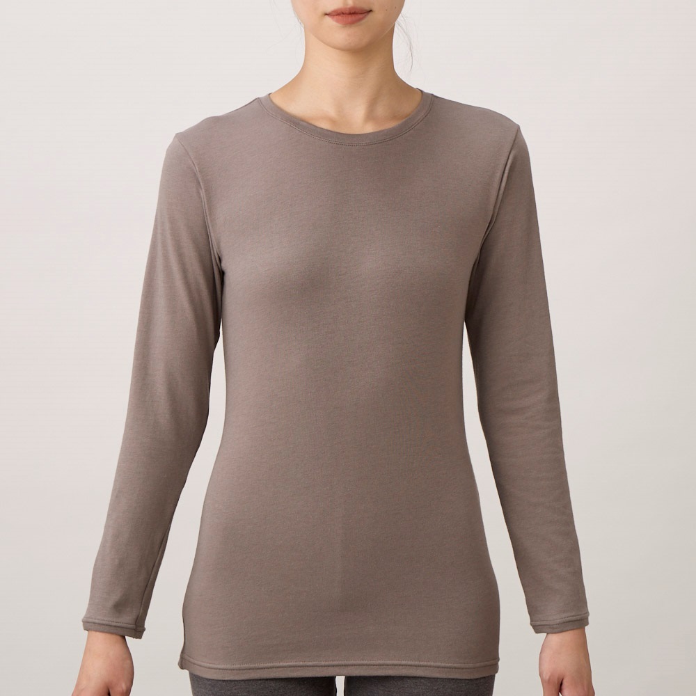 WARMコットン 長袖Tシャツ レディス トップバリュ PEACE FIT(ピースフィット)(コイチャ-L)