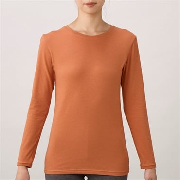 WARMコットン 長袖Tシャツ レディス トップバリュ PEACE FIT(ピースフィット)(ダイダイ-M)