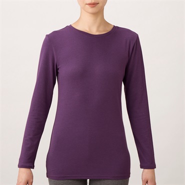 WARMコットン 長袖Tシャツ レディス トップバリュ PEACE FIT(ピースフィット)(ムラサキ-M)